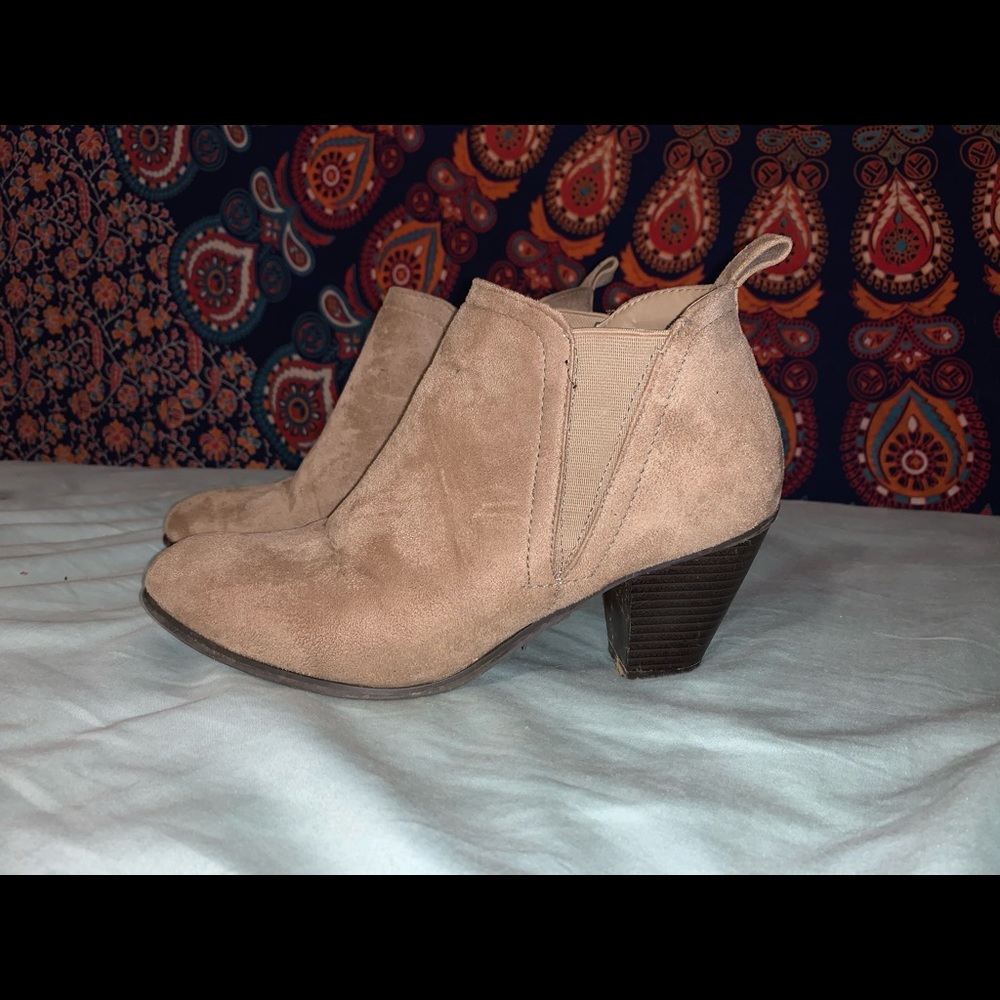 Brown suede ankle booties
